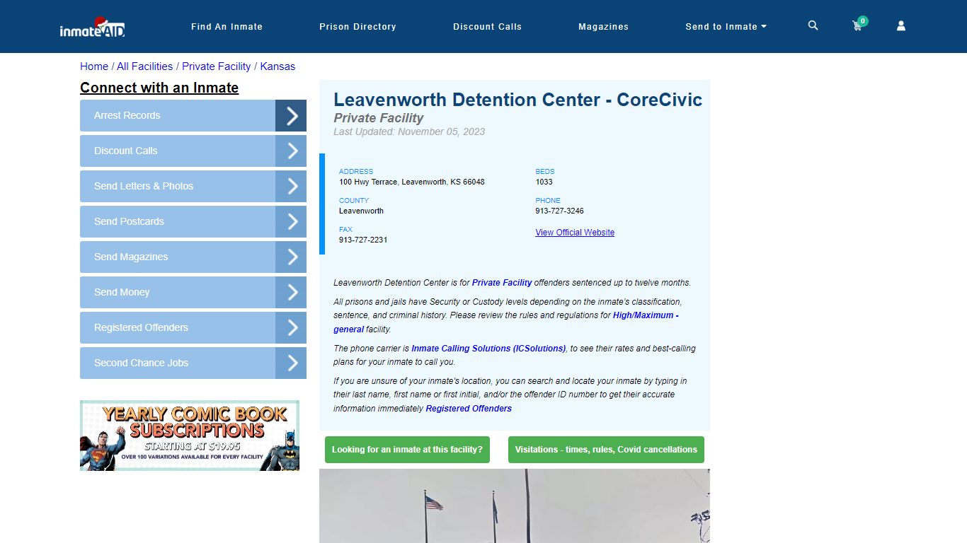 Leavenworth Detention Center - CoreCivic - Inmate Search - Leavenworth, KS