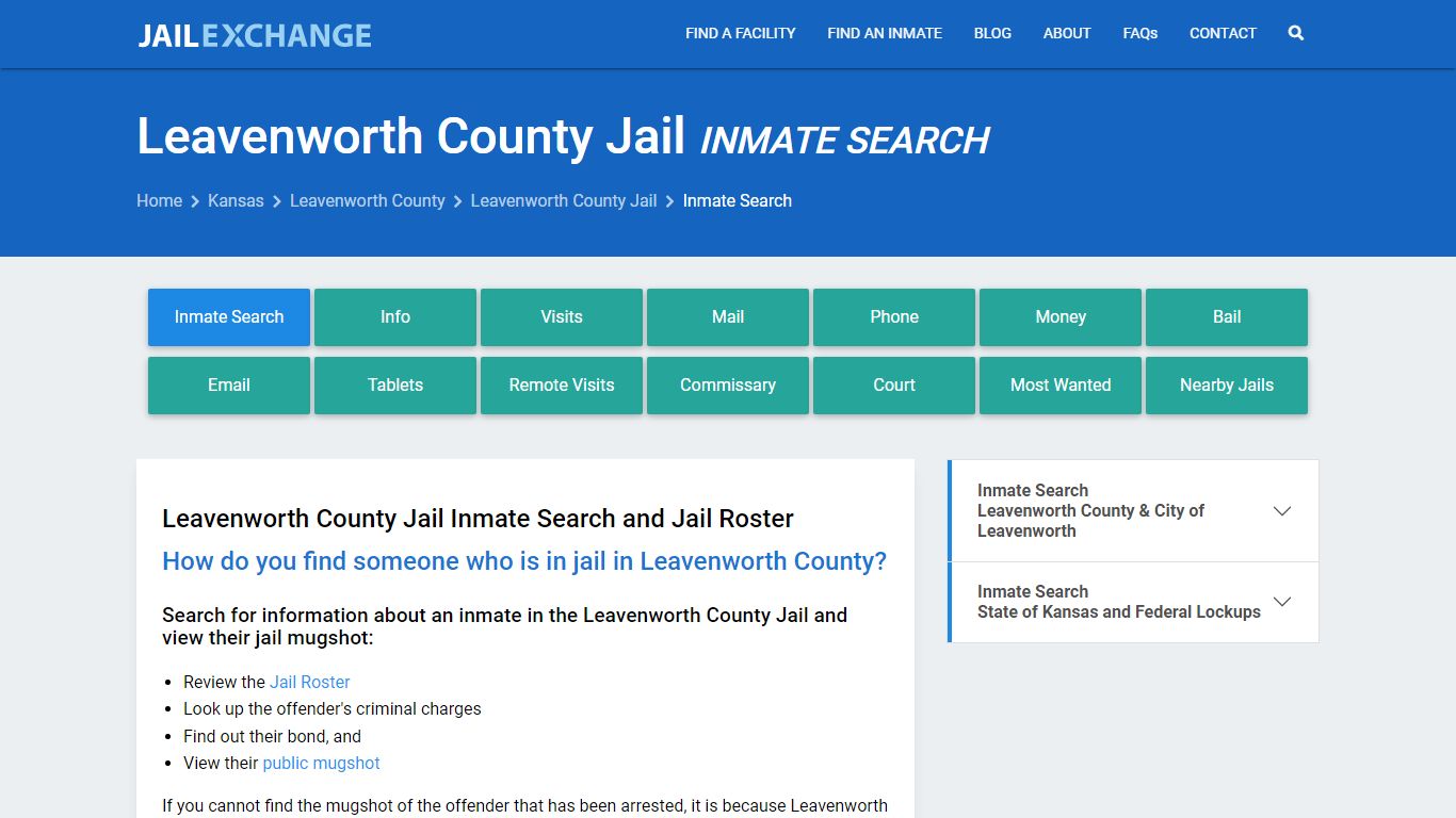 Inmate Search: Roster & Mugshots - Leavenworth County Jail, KS